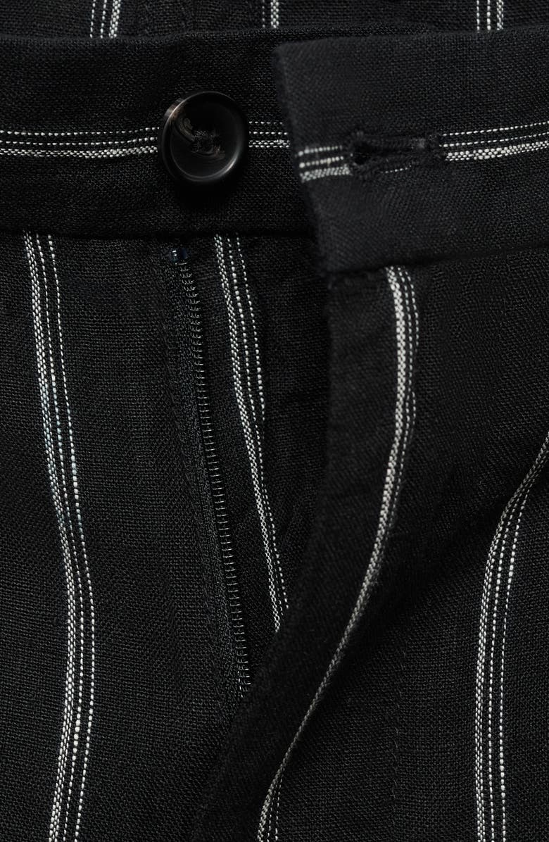 MANGO Stripe Linen Bermuda Shorts, Alternate, color, Charcoal
