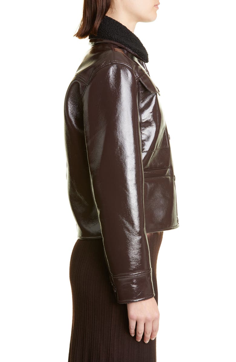 Proenza Schouler White Label Faux Leather Jacket, Alternate, color, Chocolate/ Black