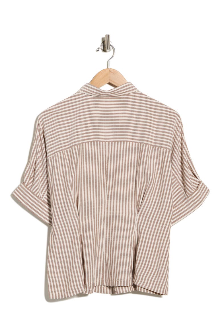 Stripe Button-Up Shirt, Alternate, color, BLUSH/ BROWN FRAME STRIPE