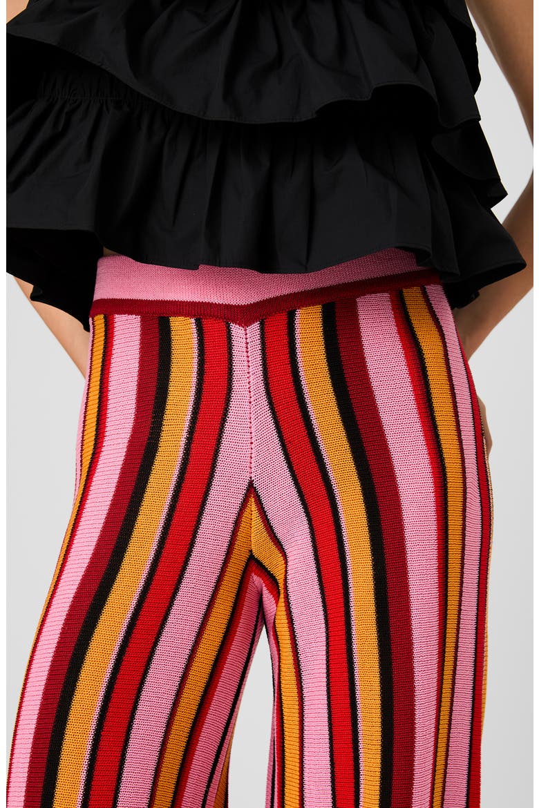 Motley Stripe Knit Flare Pants, Alternate, color, SUNKISSED ORANGE MULTI