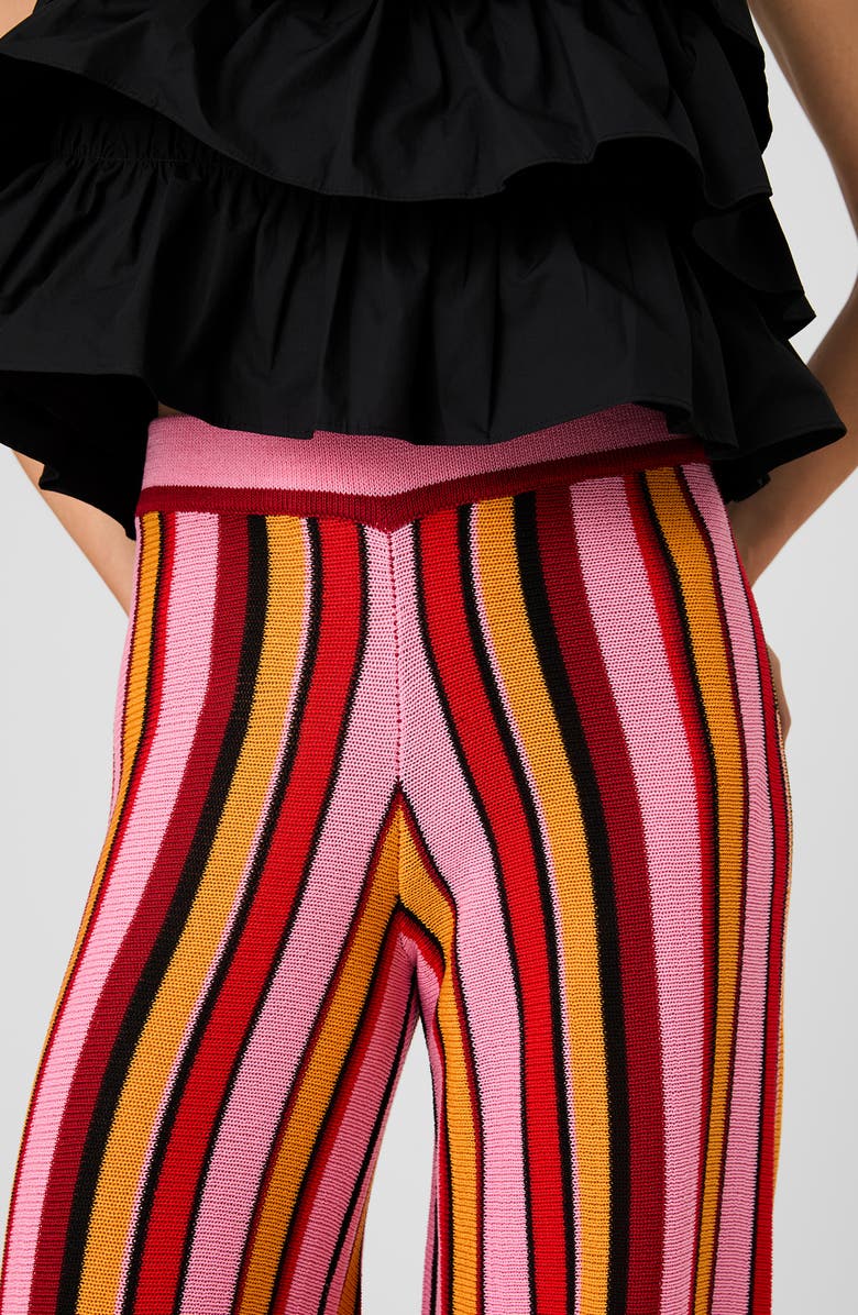 French Connection Motley Stripe Knit Flare Pants, Alternate, color, Sunkissed Orange Multi