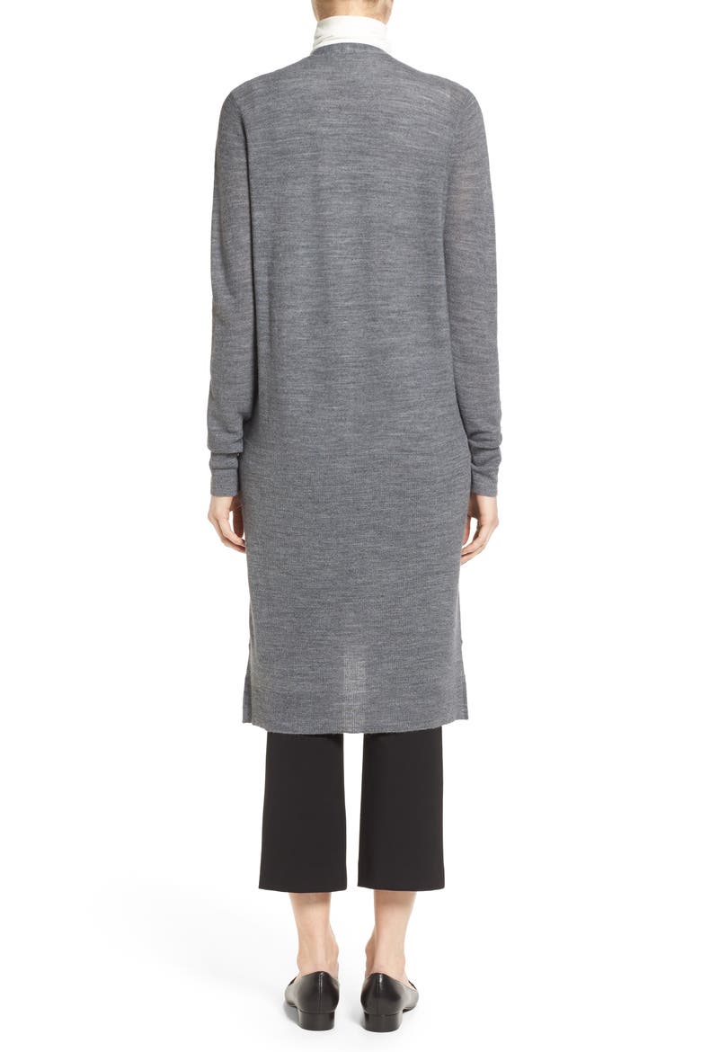 Merino Blend Long Cardigan, Alternate, color, GREY DARK HEATHER