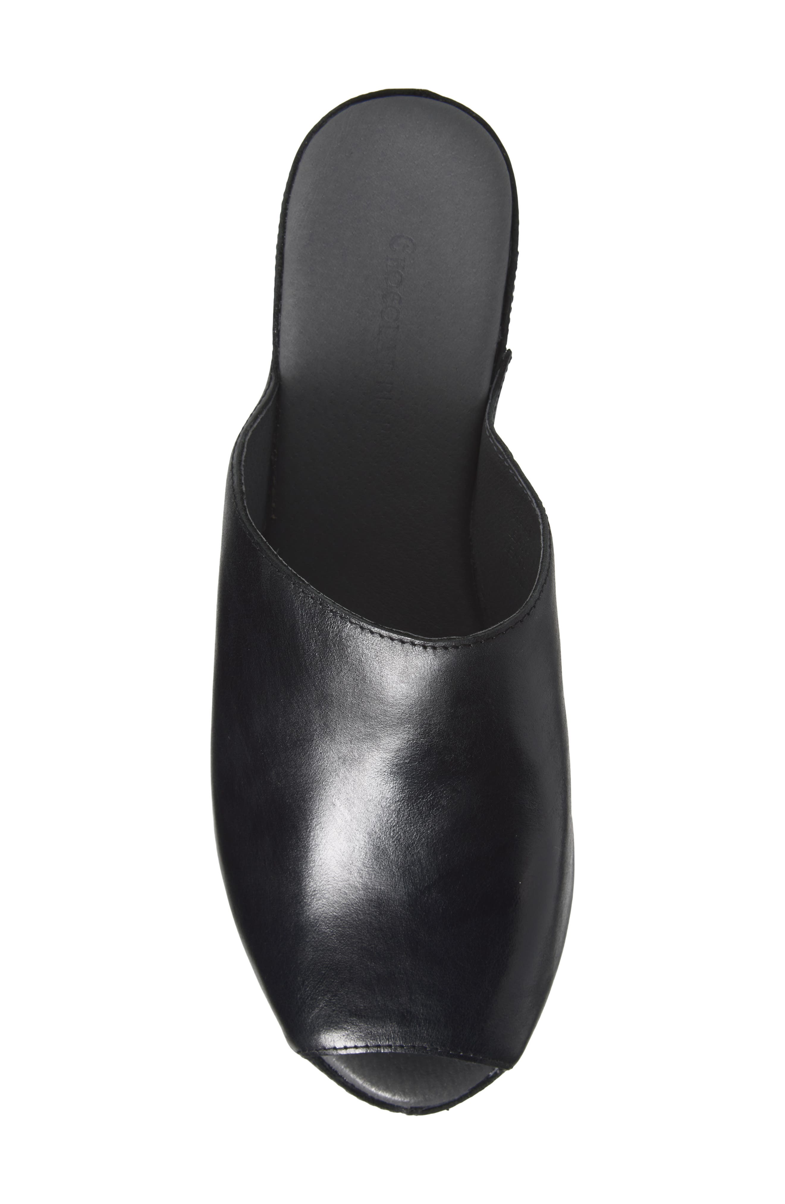 Waan Peep Toe Platform Wedge Mule, Alternate, color, BLACK LEATHER