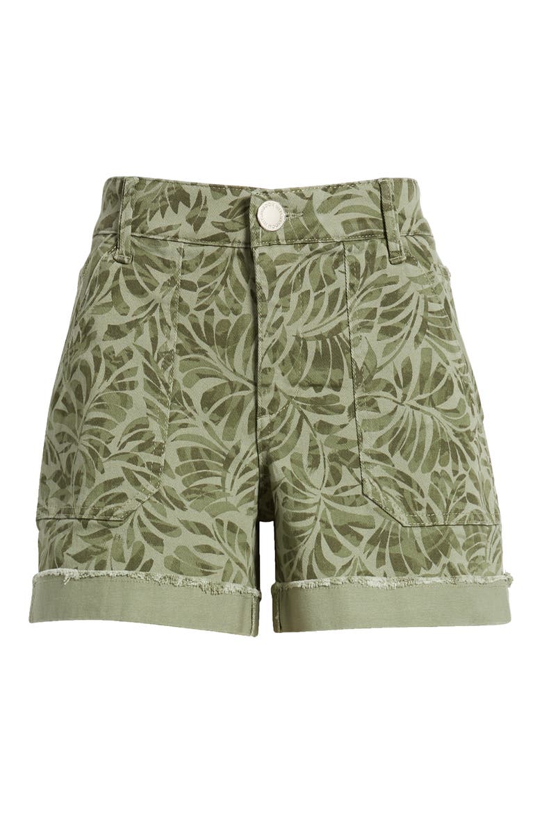 Print Patch Pocket High Waist Twill Shorts, Alternate, color, CELADON
