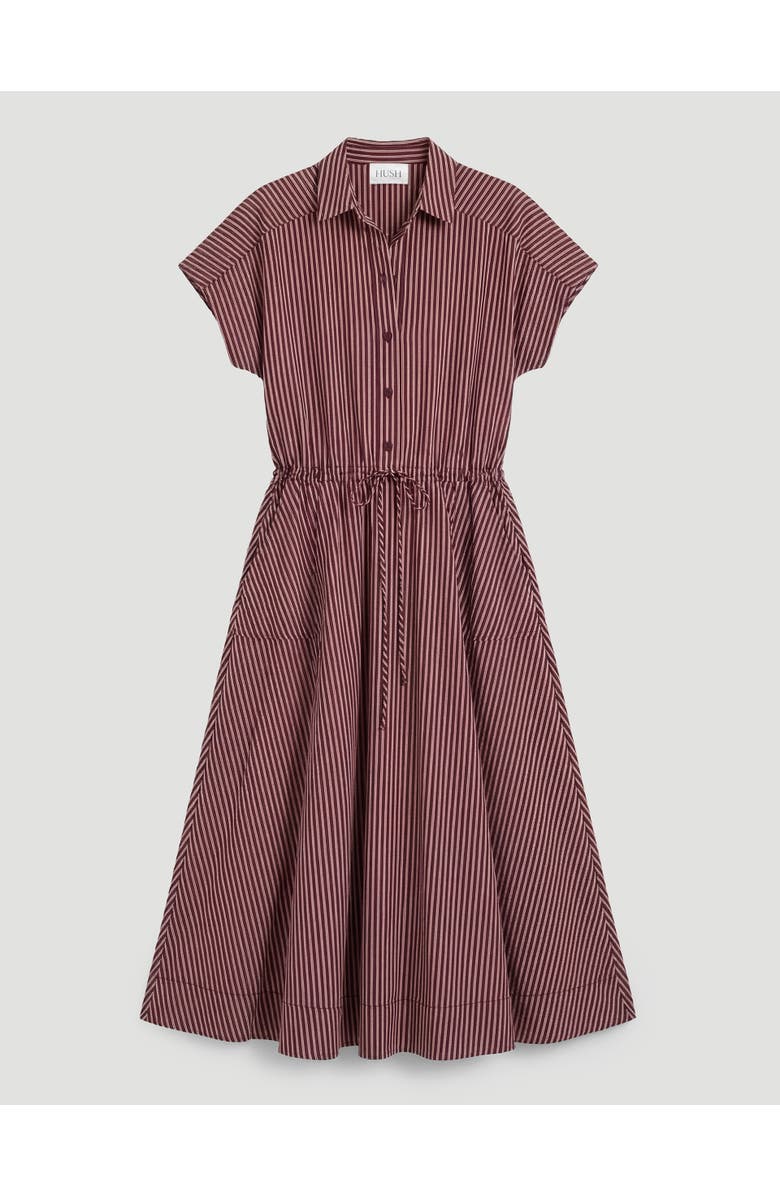Hush Mira Short Sleeve Hanky Hem Midi Dress, Alternate, color, Burgundy Stripe Red