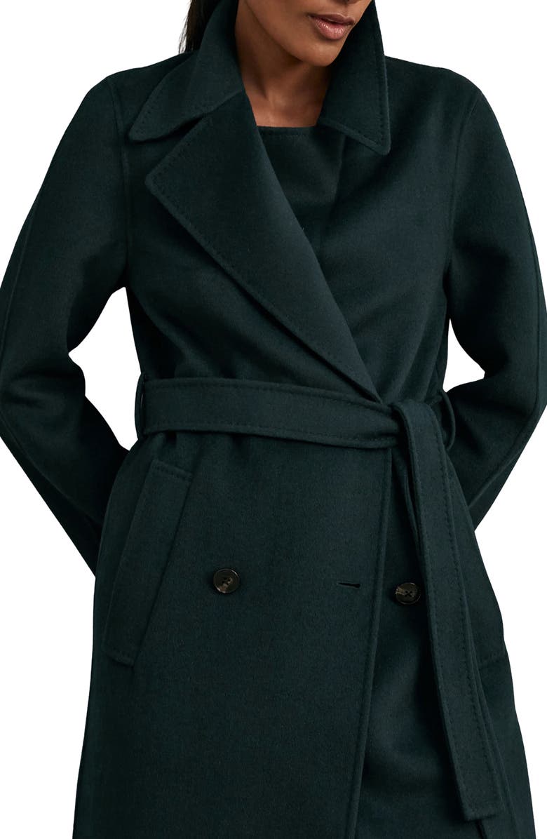 Reiss Rene Wool Blend Double Breasted Coat, Alternate, color, Green