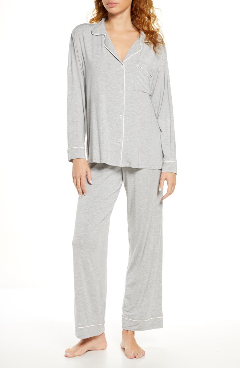Eberjey Gisele Long Pajamas, Alternate, color, Heather Grey Sorbet