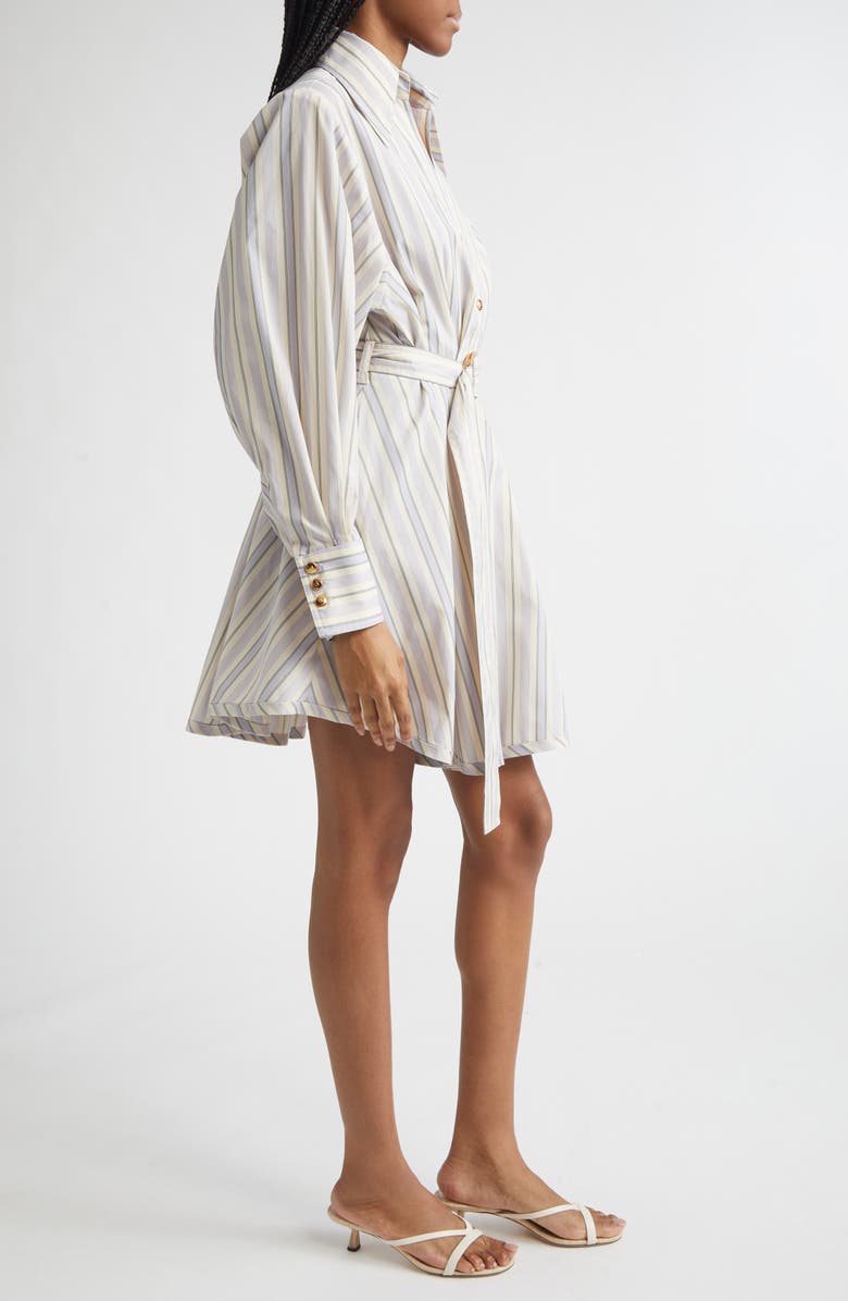 Zimmermann Stripe Tuck Long Sleeve Mini Shirtdress, Alternate, color, Blue/ Green Stripe