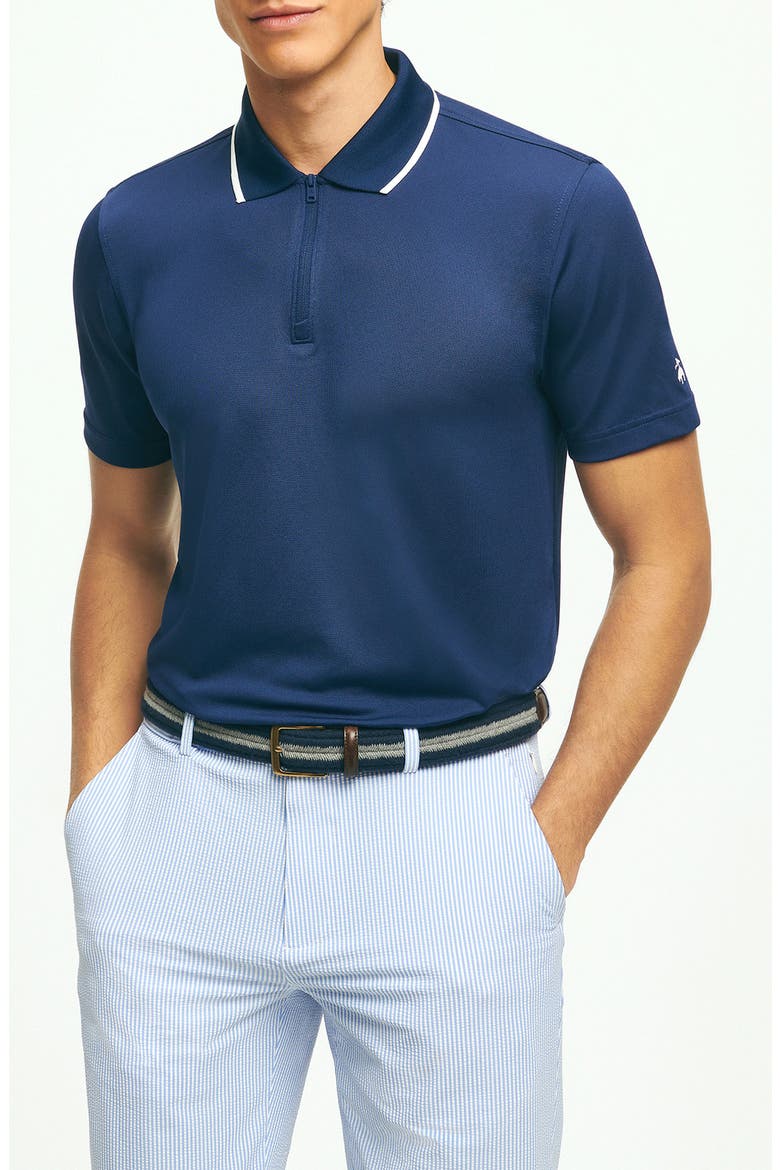 Solid Tipped Quarter Zip Performance Golf Polo, Main, color, MEDIEVAL BLIUE