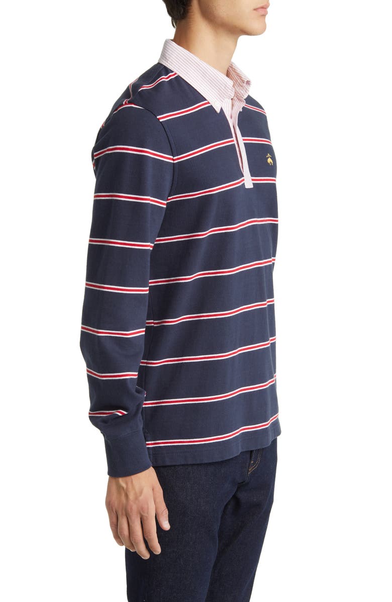 Brooks Brothers Stripe Button-Down Cotton Rugby Shirt, Alternate, color, 