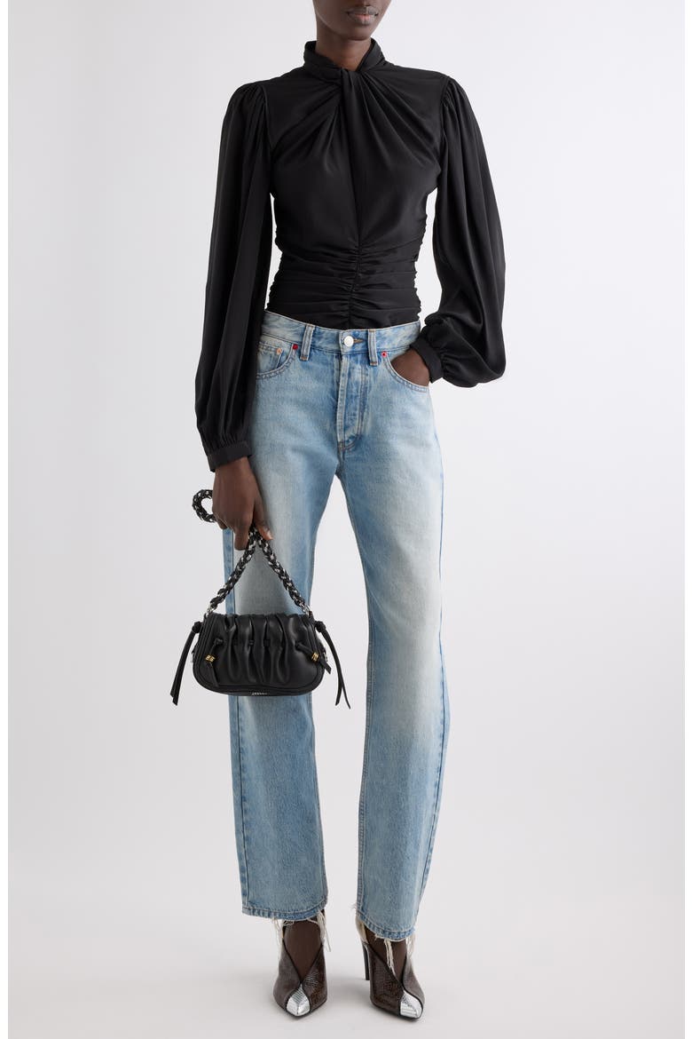 Daya Raw Hem High Waist Straight Leg Jeans, Alternate, color, VINTAGE BLUE