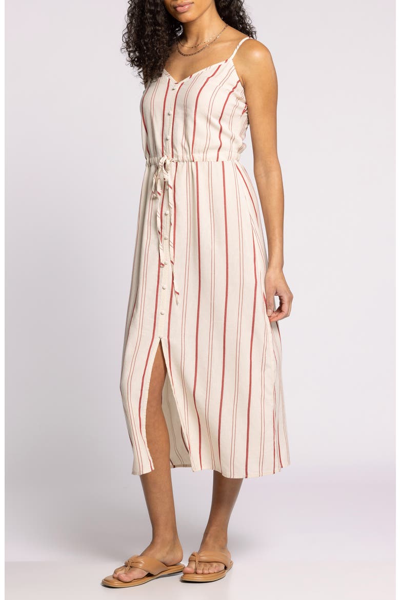 Winifred Tie Waist Midi Dress, Alternate, color, BIRCH BRICK