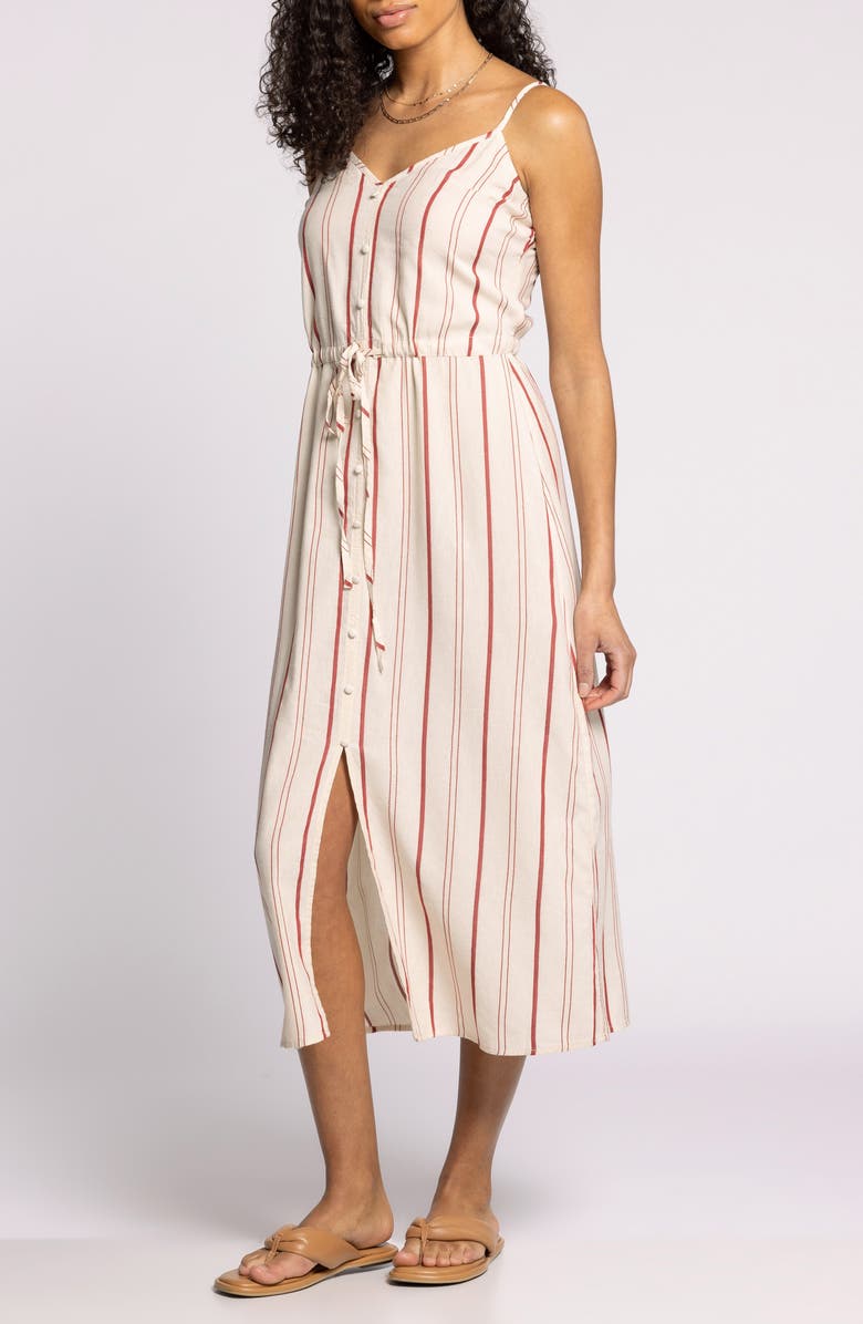 Thread & Supply Winifred Tie Waist Midi Dress, Alternate, color, Birch Brick