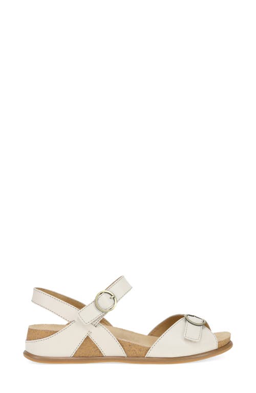 Dansko Candace Ankle Strap Wedge Sandal In Ivory Full Grain