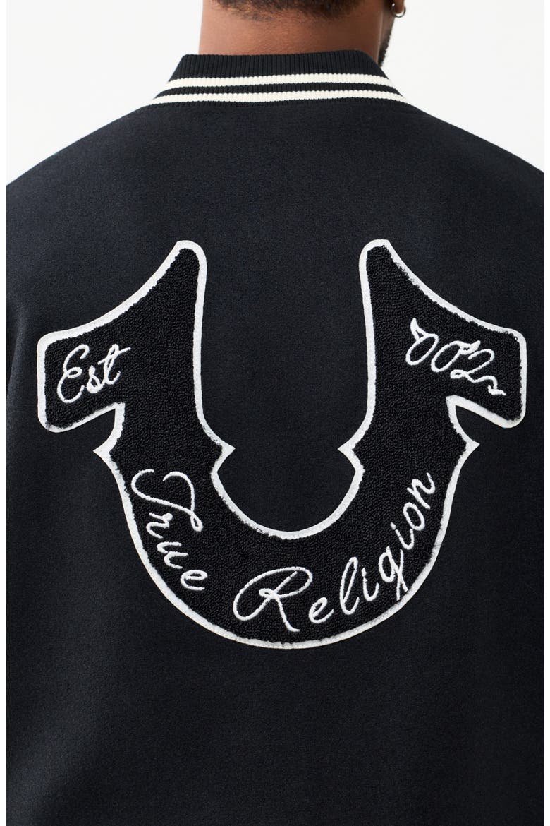 Property Of None Varsity Jacket, Alternate, color, JET BLACK/ WINTER WHITE