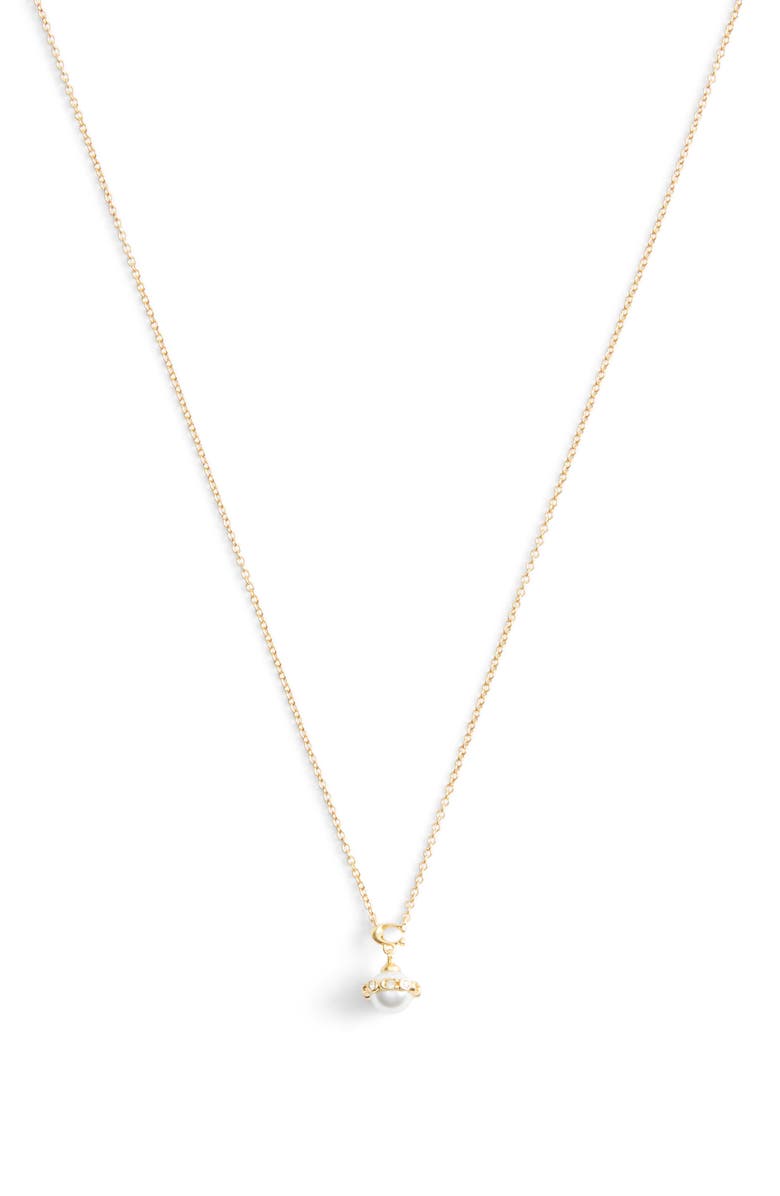 COACH Faux Pearl Pendant Necklace, Main, color,