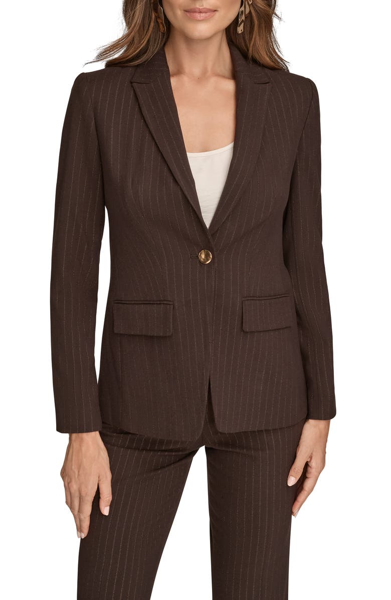 Donna Karan New York One-Button Blazer, Main, color, Chocolate