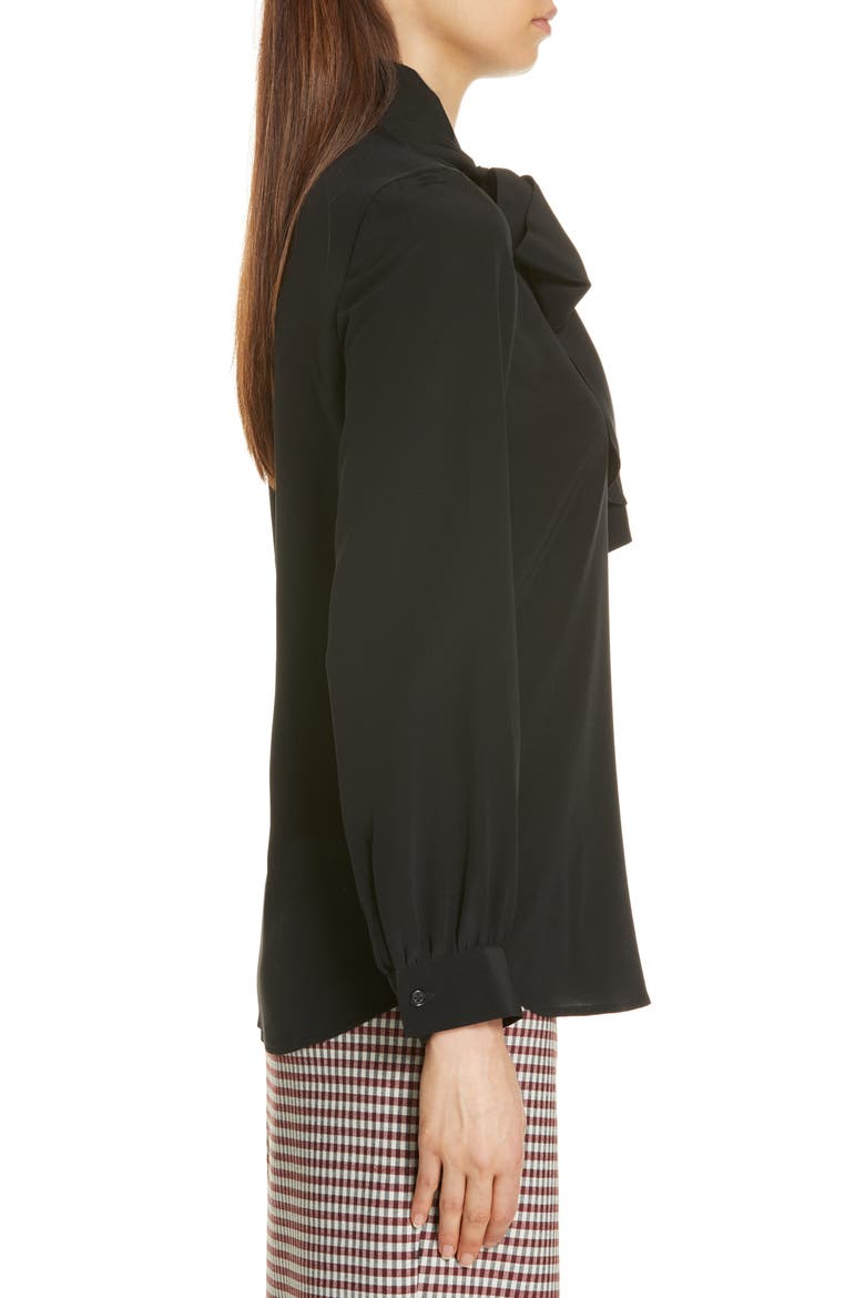 Tie Neck Silk Blouse, Alternate, color, BLACK