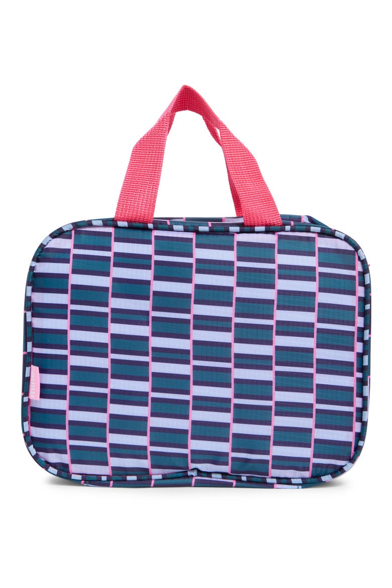 Clear Toiletry Bag with 6 Bottles, Alternate, color, TEAL/ PINK