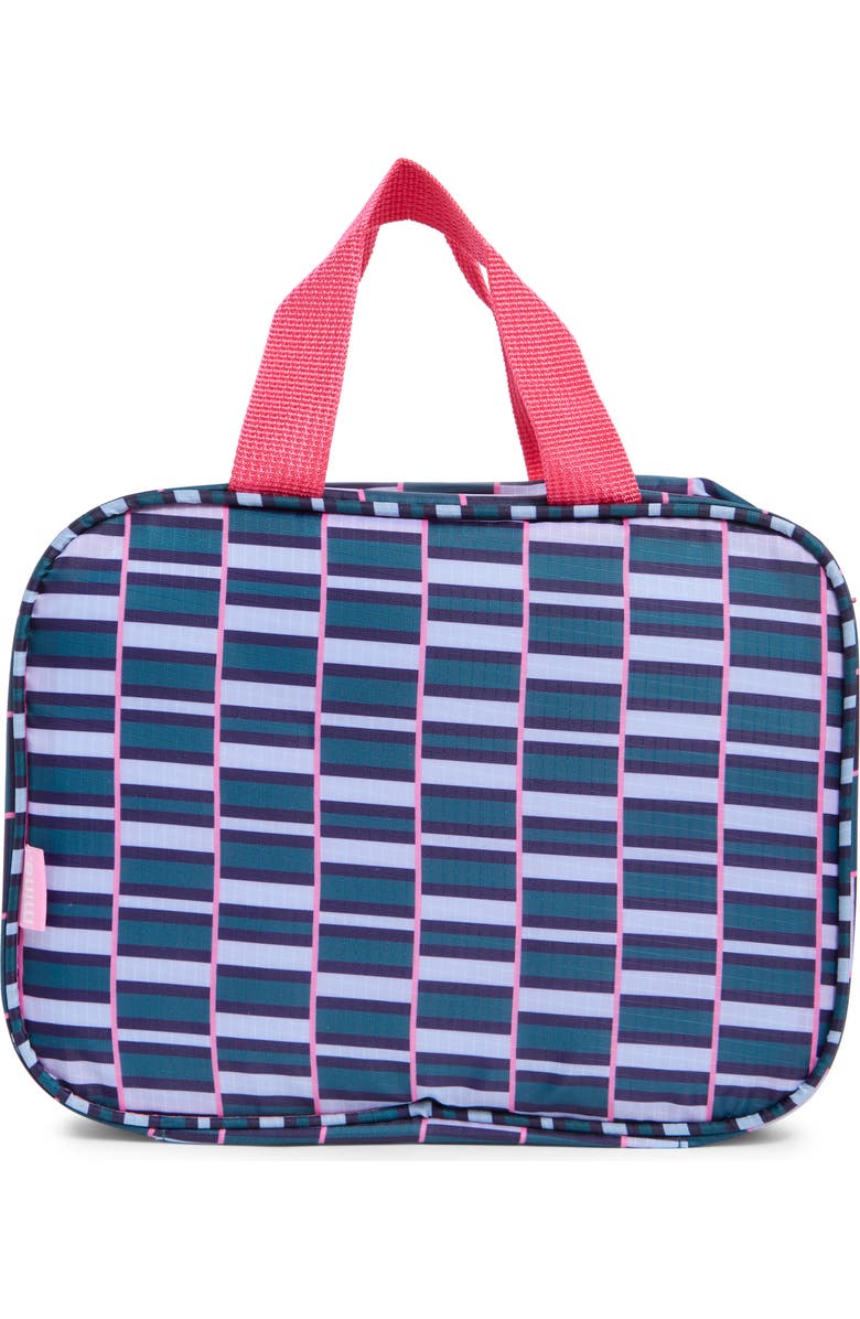 MYTAGALONGS Clear Toiletry Bag with 6 Bottles, Alternate, color, Teal/ Pink