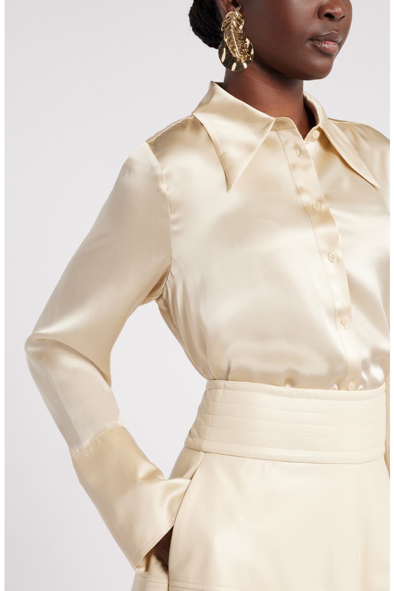 Megan Renee Silk Button-Up Shirt, Alternate, color, BEIGE BURNT