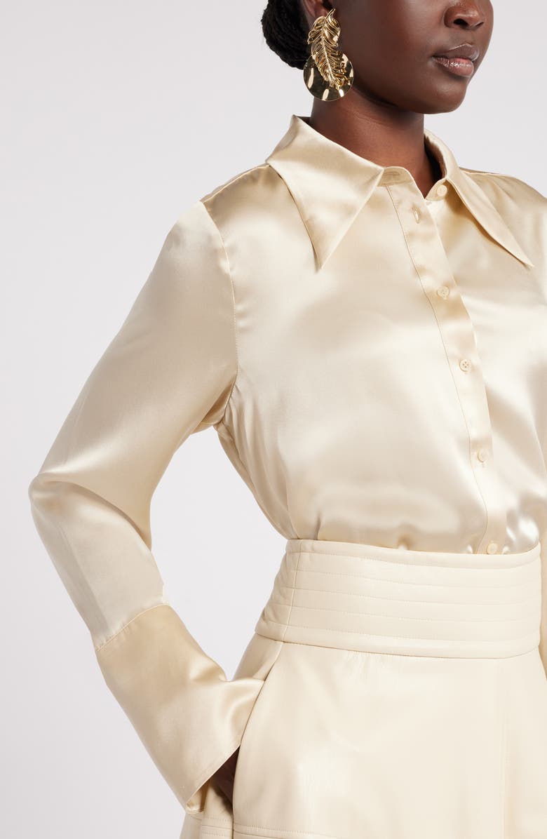 Nordstrom x Harlem's Fashion Row Megan Renee Silk Button-Up Shirt, Alternate, color,