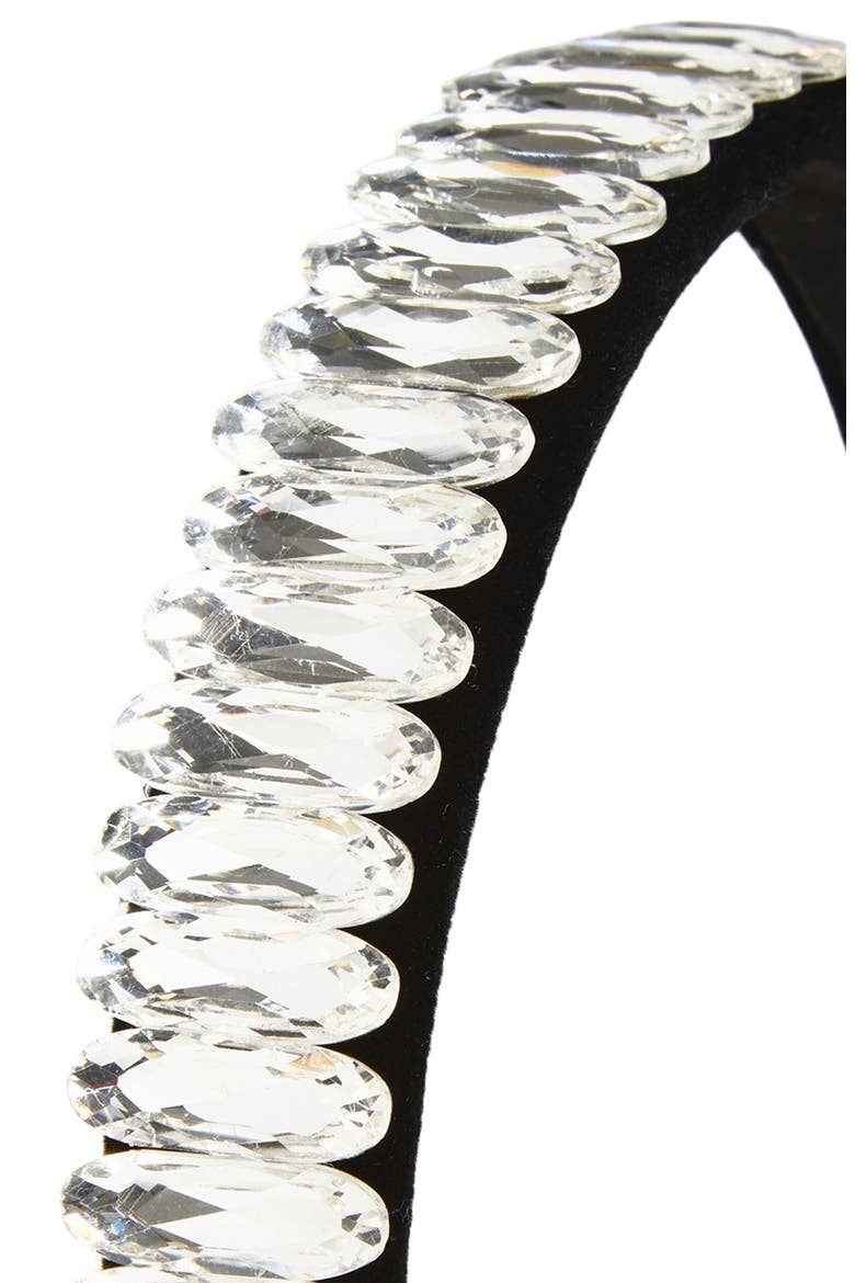 Crystal Embellished Padded Velvet Headband, Alternate, color, BLACK