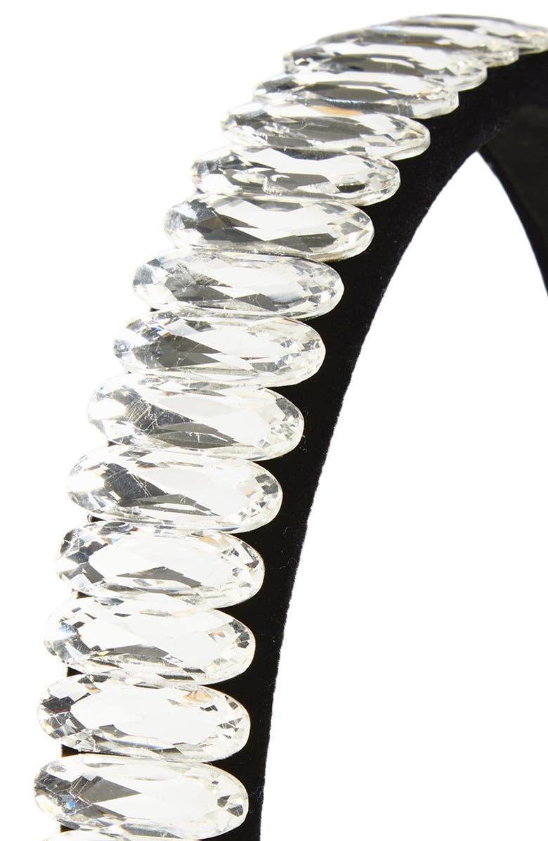 Tasha Crystal Embellished Padded Velvet Headband, Alternate, color, Black