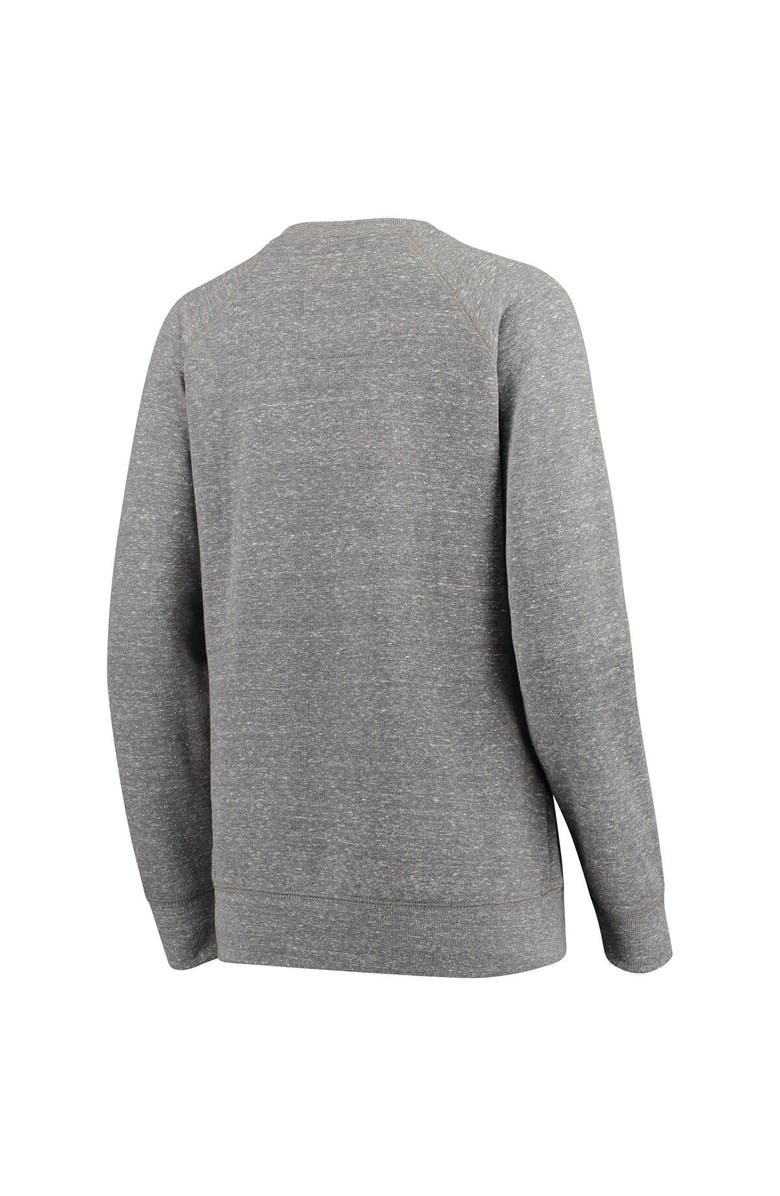 PRESSBOX Women's Pressbox Heathered Gray LSU Tigers Big Team Logo Knobi Fleece Tri-Blend Crew Neck Sweatshirt, Alternate, color, 