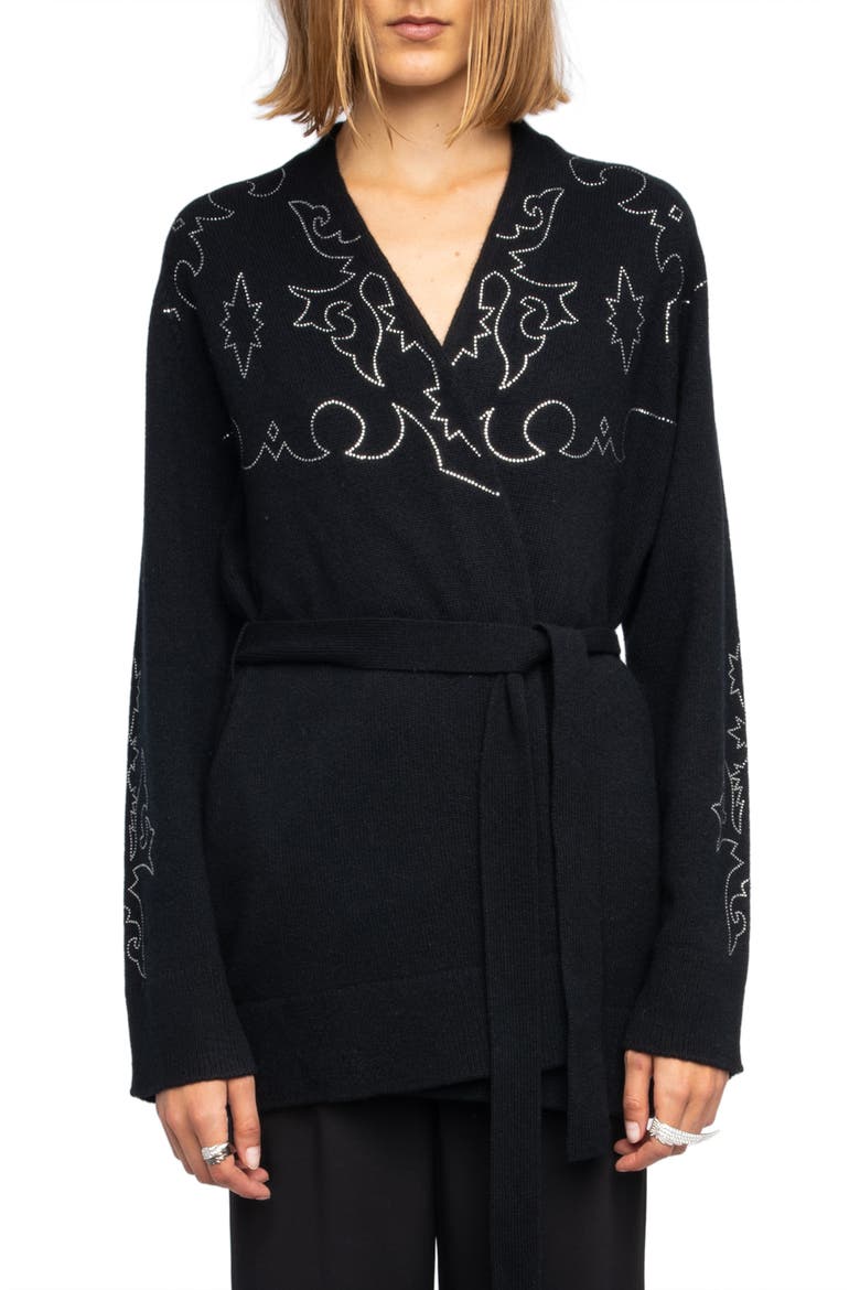 Salomy Crystal Embellished Cashmere Sweater, Main, color, BLACK