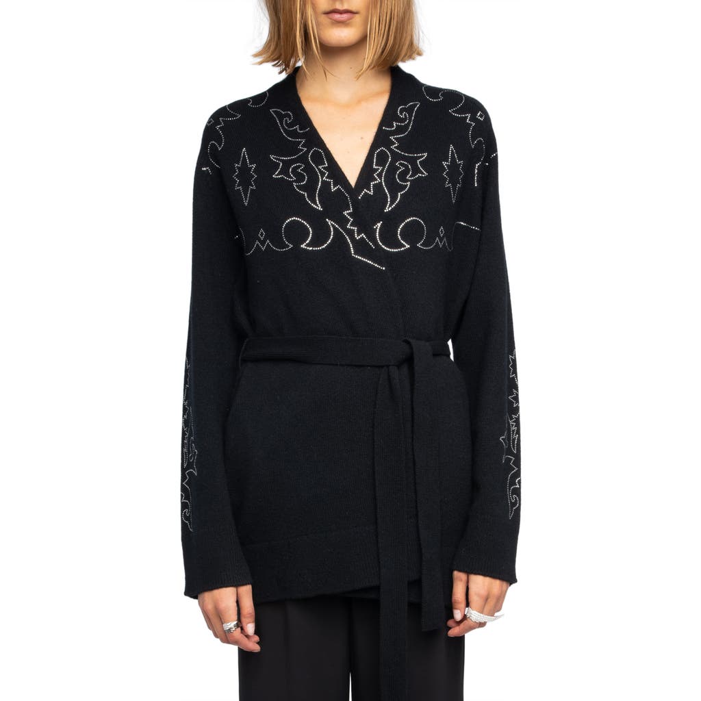 Zadig & Voltaire Salomy Crystal Embellished Cashmere Sweater In Black
