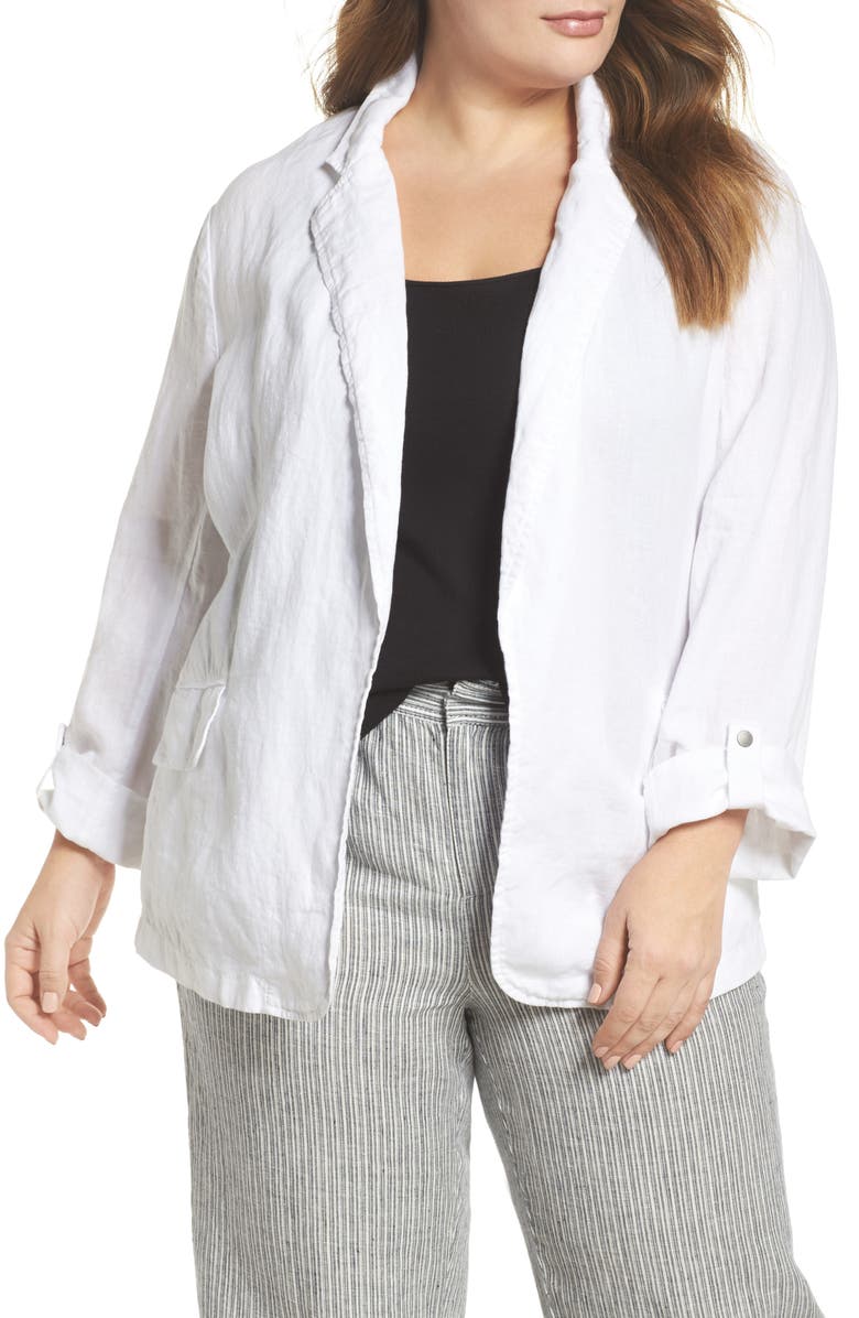 Caslon<sup>®</sup> Long Linen Boyfriend Blazer, Main, color, 