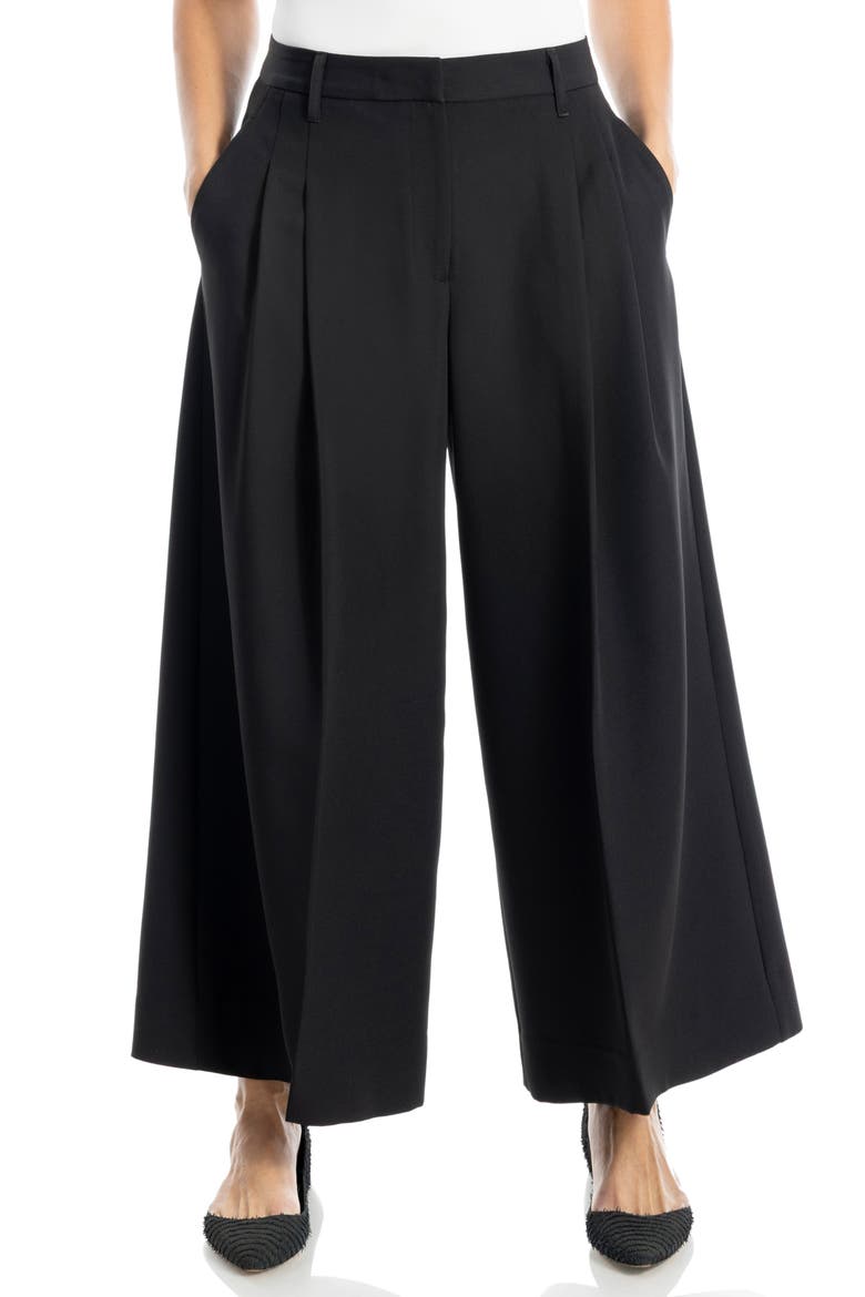 Pleated Culottes, Main, color, BLACK