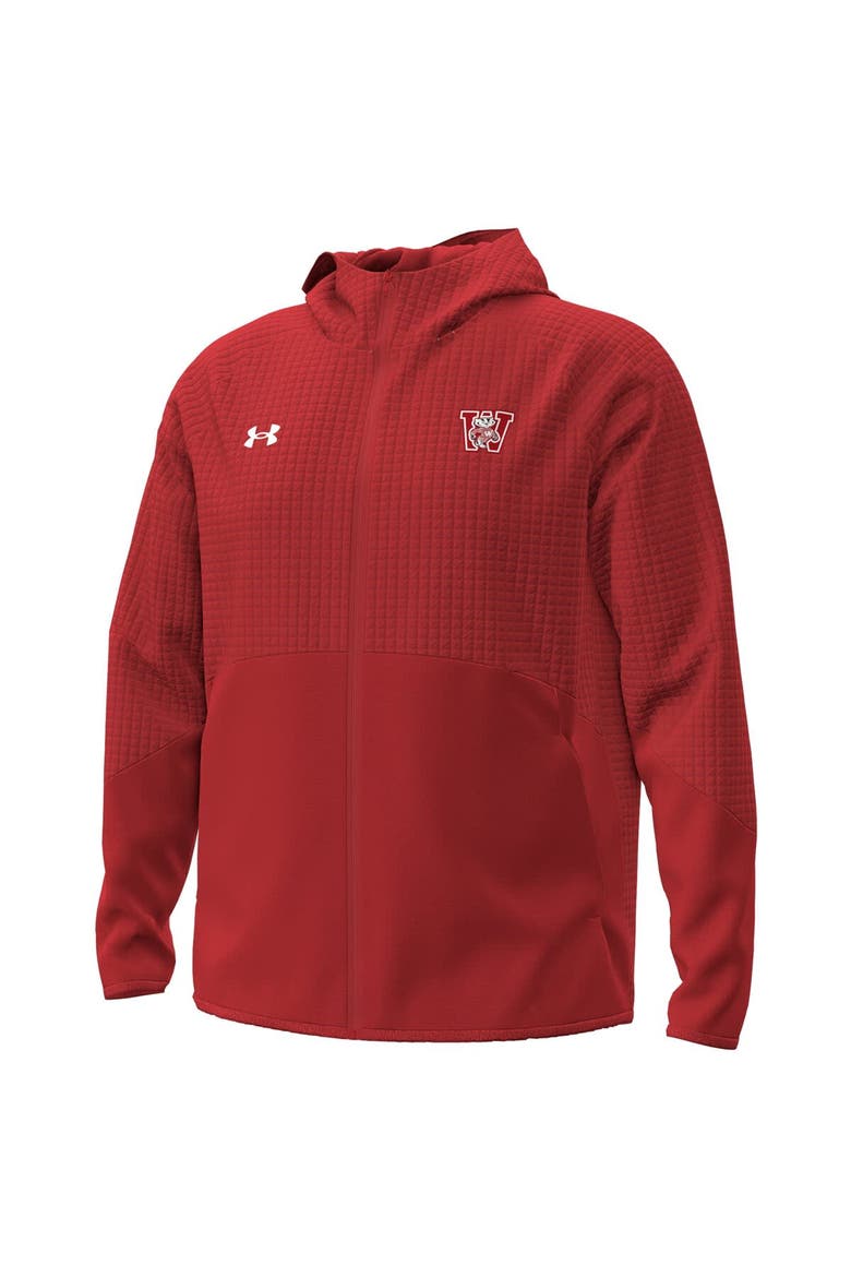 Men's Under Armour  Red Wisconsin Badgers 1980 Throwback Unstoppable Fleece Full-Zip Jacket, Alternate, color, Red