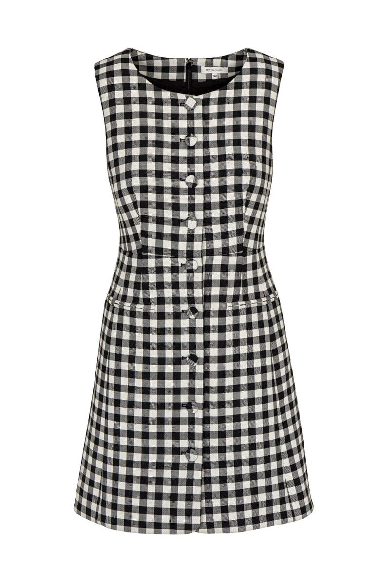 Rebecca Taylor Phillipa Check Button Front Mini Dress, Alternate, color, Black Combo