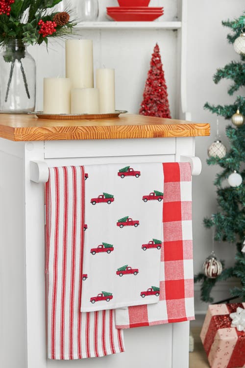 C & F Home C&f Home Red Truck Printed Flour Sack Kitchen Towel Dishtowel In Multi