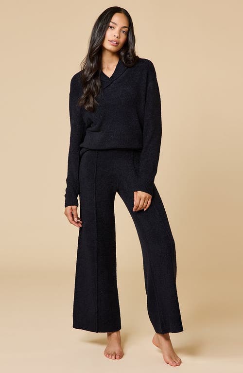 Softies Ultra-marshmallow Shawl Collar With Pintuck Pant In Black