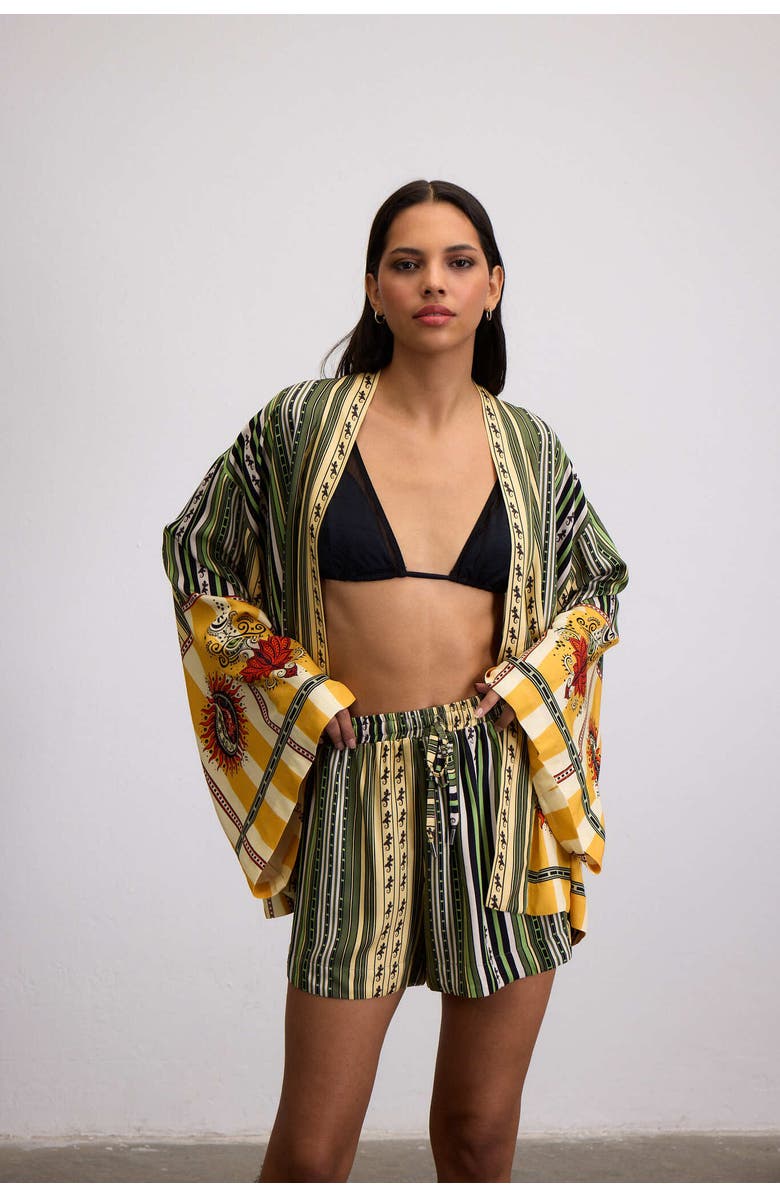 Je Te Veux Sun Printed Desert Echo Kimono, Alternate, color, Green