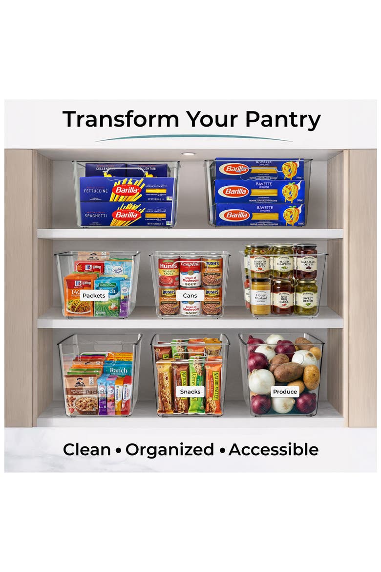 Set of 4 Large Square Stackable Storage Bins, Alternate, color, NO COLOR