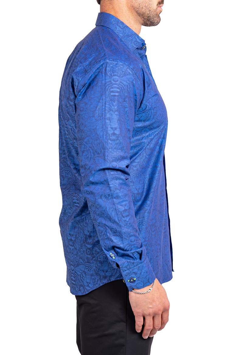 Fibonacci Ascension Contemporary Fit Button-Up Shirt, Alternate, color, BLUE