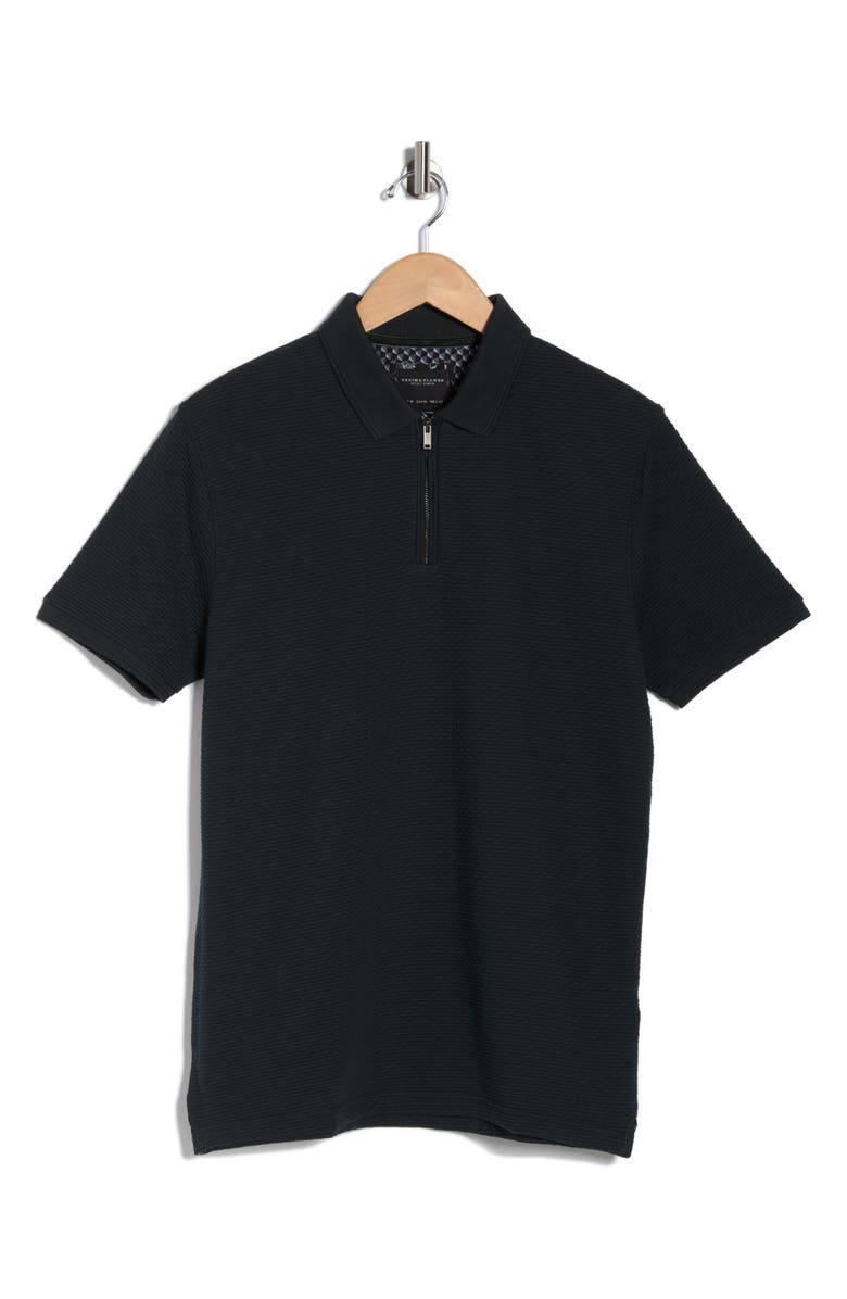 DENIM AND FLOWER Quarter Zip Cotton Blend Polo Shirt, Alternate, color, Green