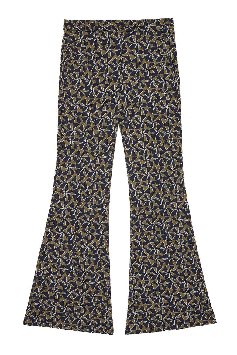 Printed Flare Trousers, Alternate, color, Blue