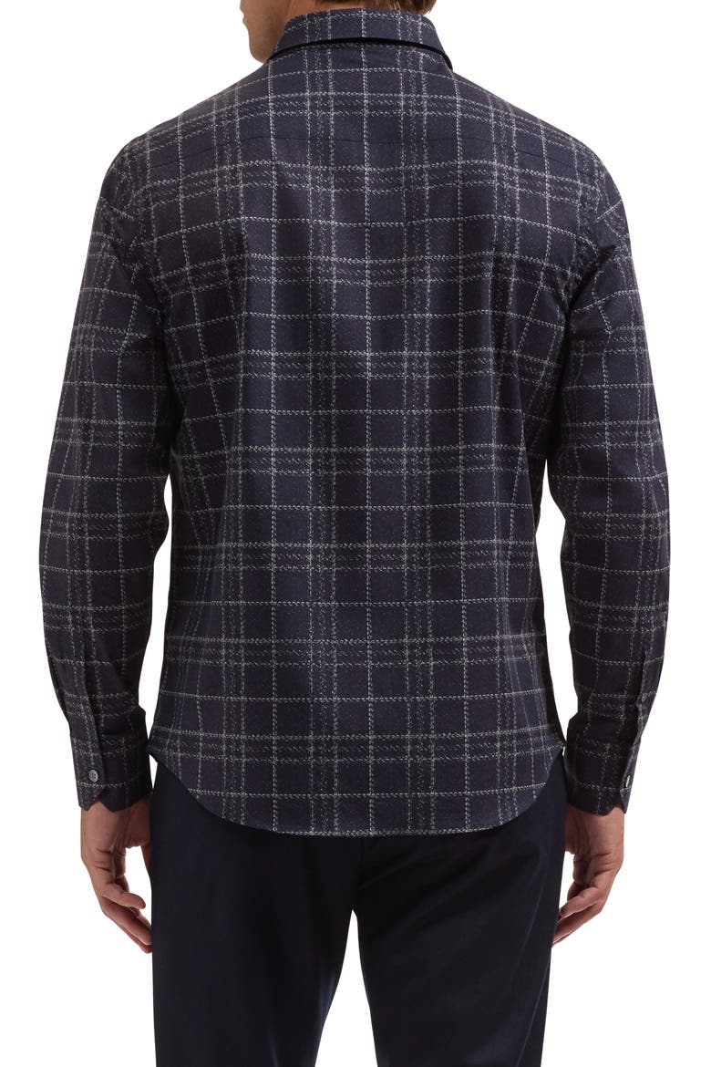 Julian Shaped Fit Plaid Stretch Button-Up Shirt, Alternate, color, BLACK