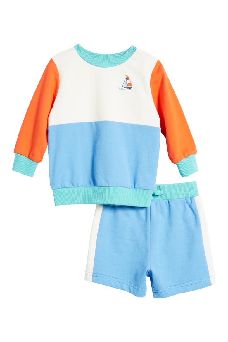 Retro Sweatshirt & Shorts Set, Main, color, BLUE