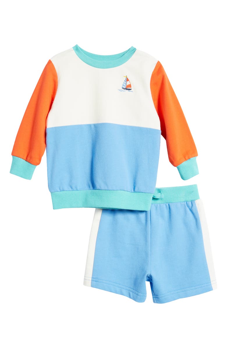 Little Me Retro Sweatshirt & Shorts Set, Main, color, 
