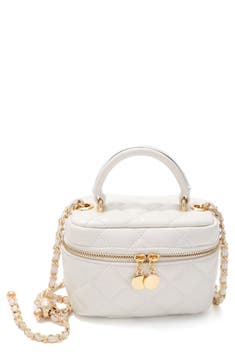 Cushion Quilted Faux Leather Top Handle Bag