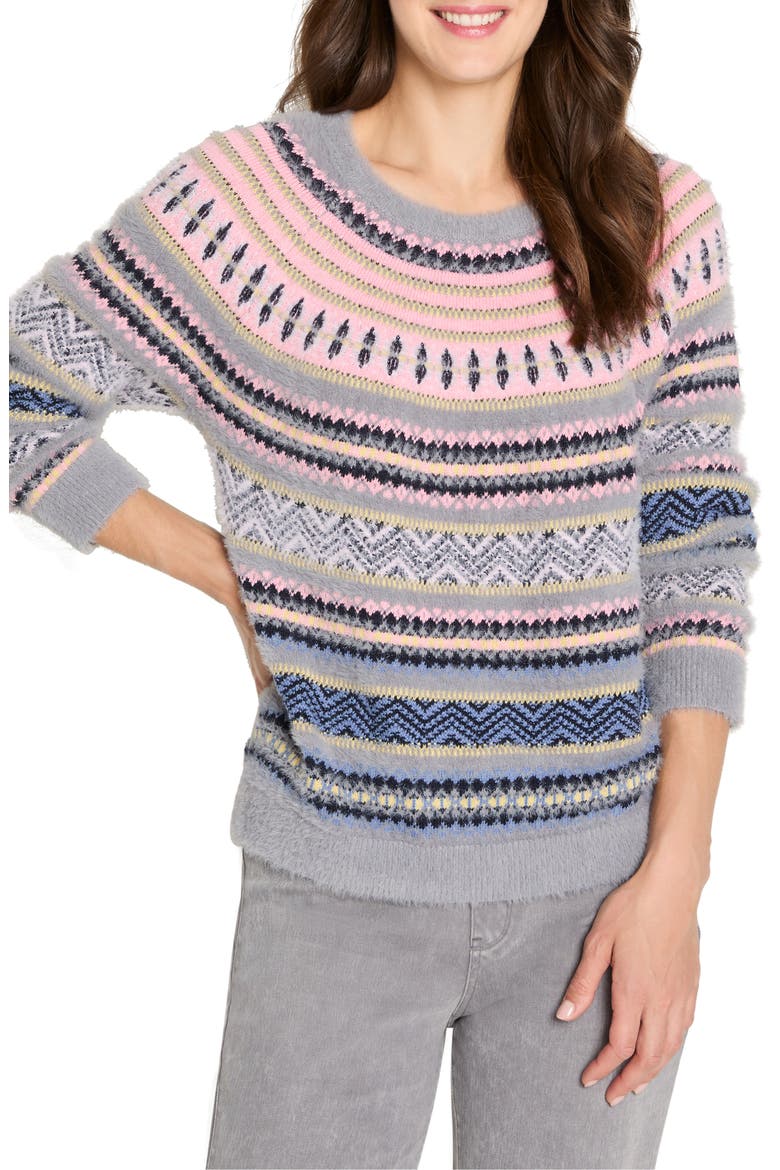 Cozy Fair Isle Sweater, Main, color, GREY MULTI