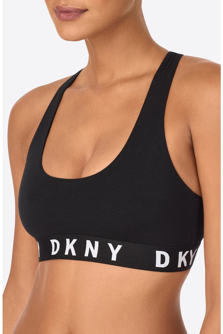 Logo Wirefree Racerback Bralette, Alternate, color, BLACK