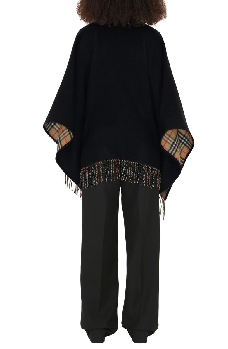 Burberry Reversible Open Front Wool Cape, Alternate, color, Black Check