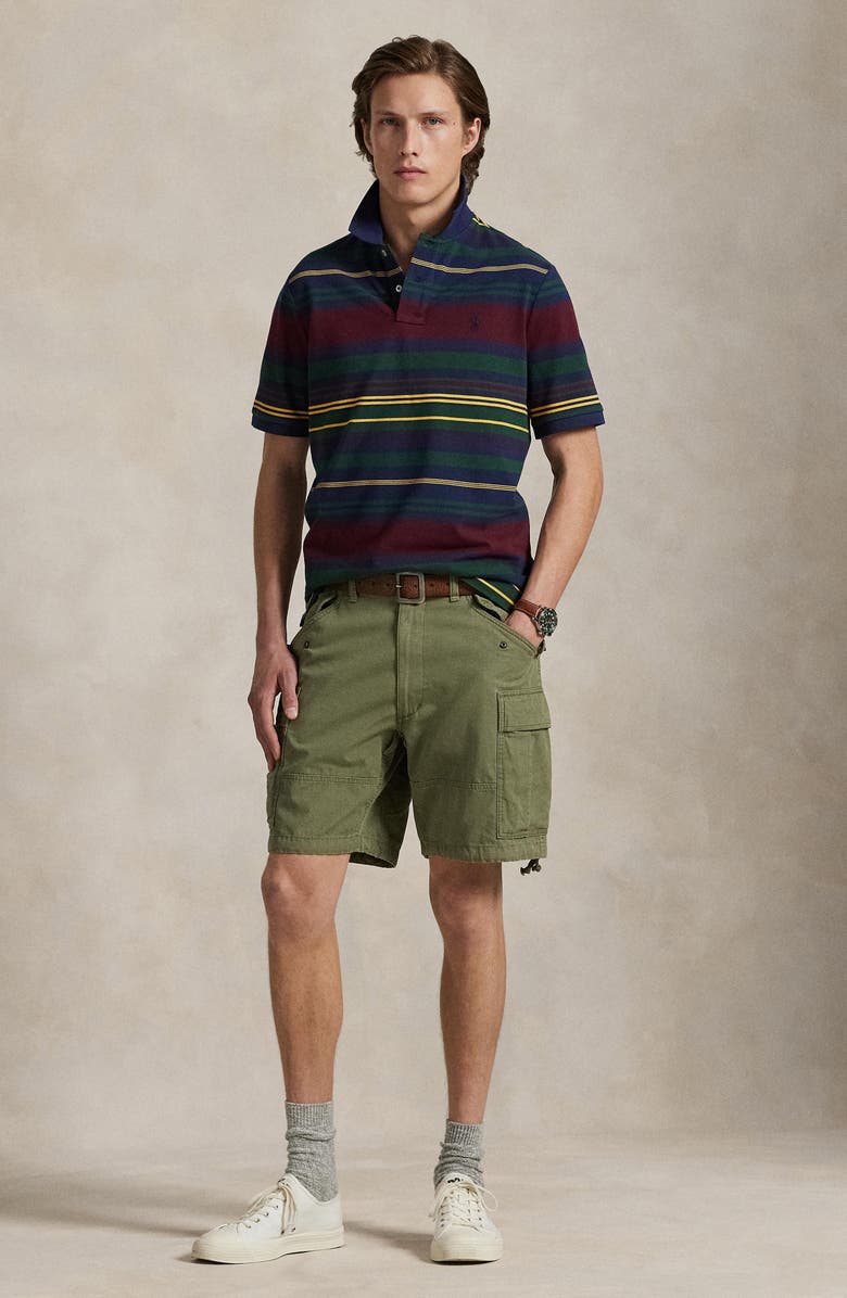 Polo Ralph Lauren Classic Fit Stripe Cotton Piqué Polo, Alternate, color, Classic Wine Multi